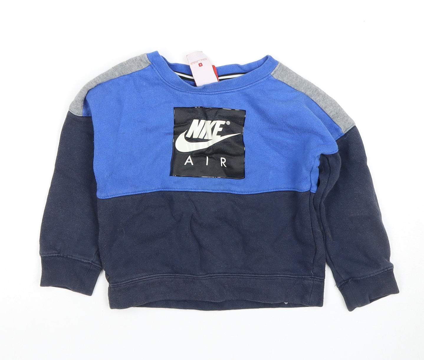 Nike Boys Blue Pullover Sweatshirt 3 Years Logo Graphic