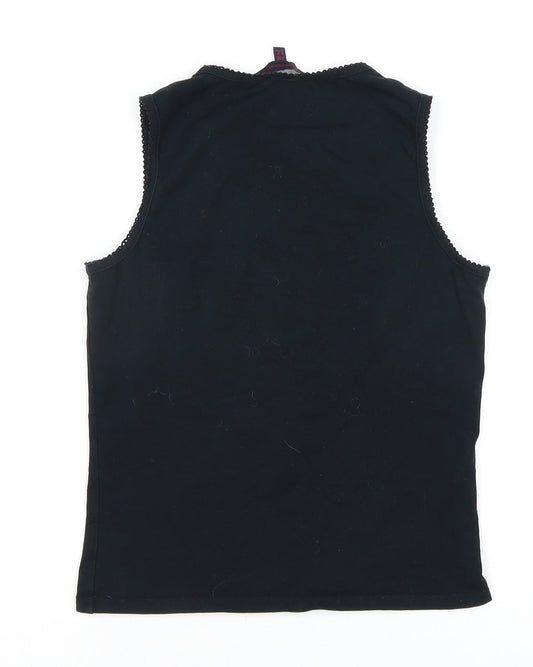 French Connection Girls Black Tank Top, Size 14, Accented Logo
