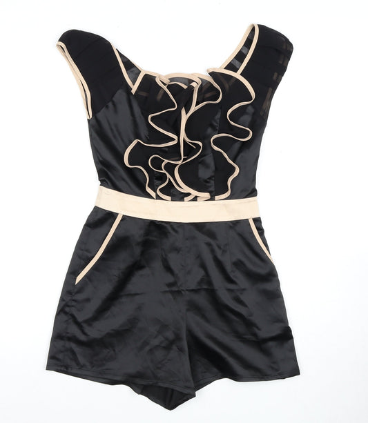 Lipsy London Women's Black Playsuit UK 6 Frill Party