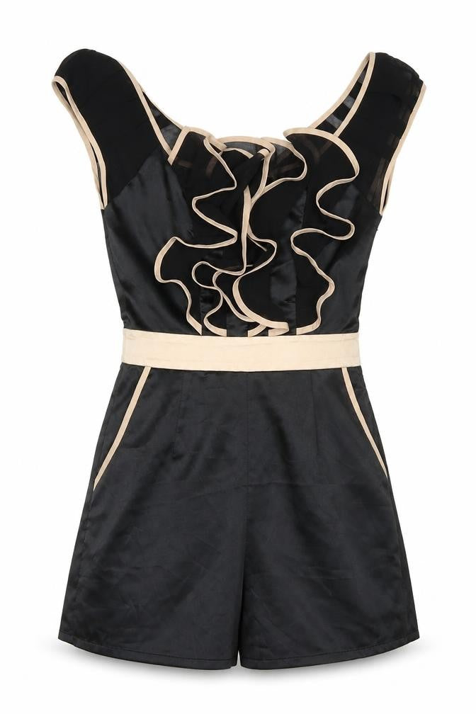 Lipsy London Women's Black Playsuit UK 6 Frill Party