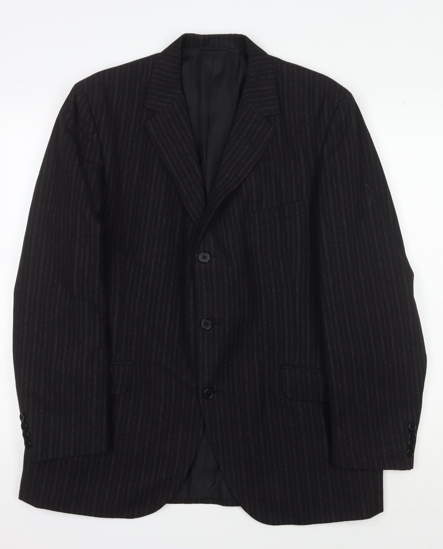 DAKS Men's Black Striped Blazer 42R Regular Fit