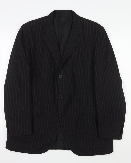 DAKS Men's Black Striped Blazer 42R Regular Fit