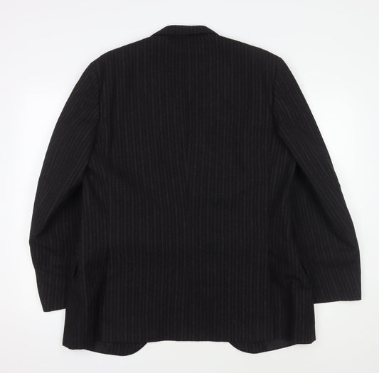 DAKS Men's Black Striped Blazer 42R Regular Fit