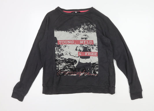 Firetrap Women's Black Graphic Pullover Sweatshirt Size 12