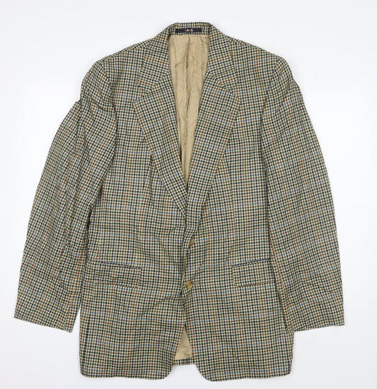 DAKS Men's Multicoloured Checked Wool Blazer 40L