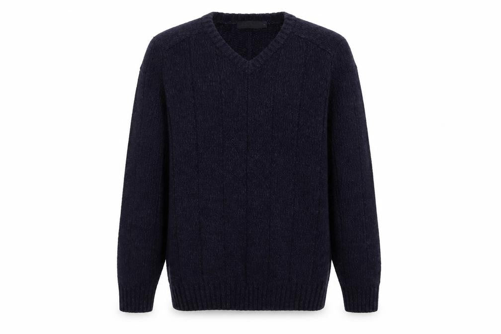 James Pringle Men's Black V-Neck Cable-Knit Pullover - Size S