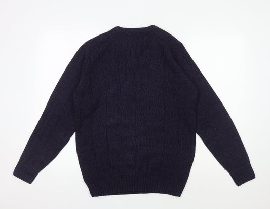 James Pringle Men's Black V-Neck Cable-Knit Pullover - Size S