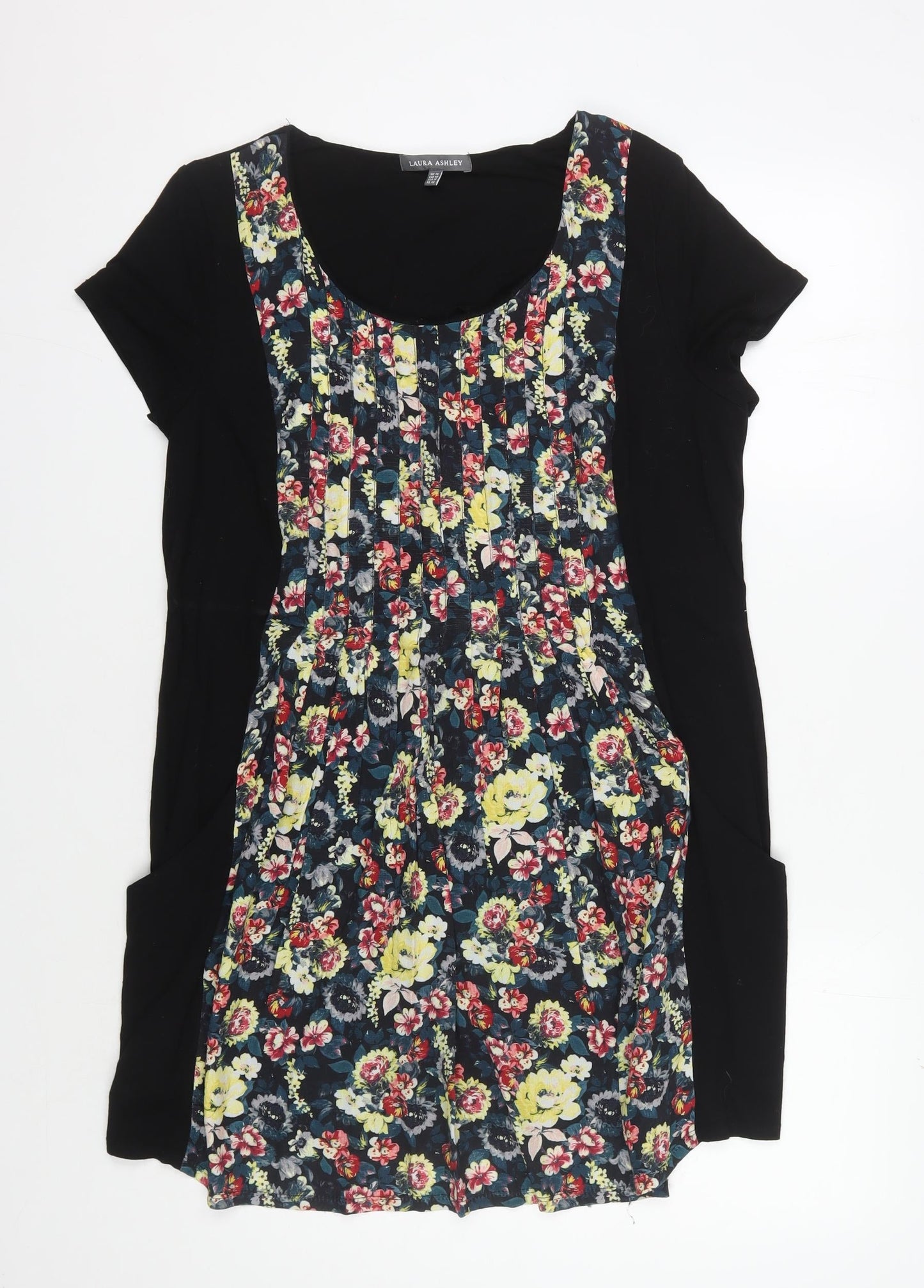 Laura Ashley Women's Black Multi Floral Dress Size 14