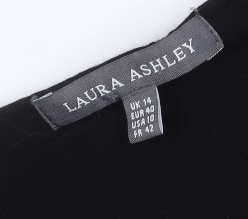 Laura Ashley Women's Black Multi Floral Dress Size 14