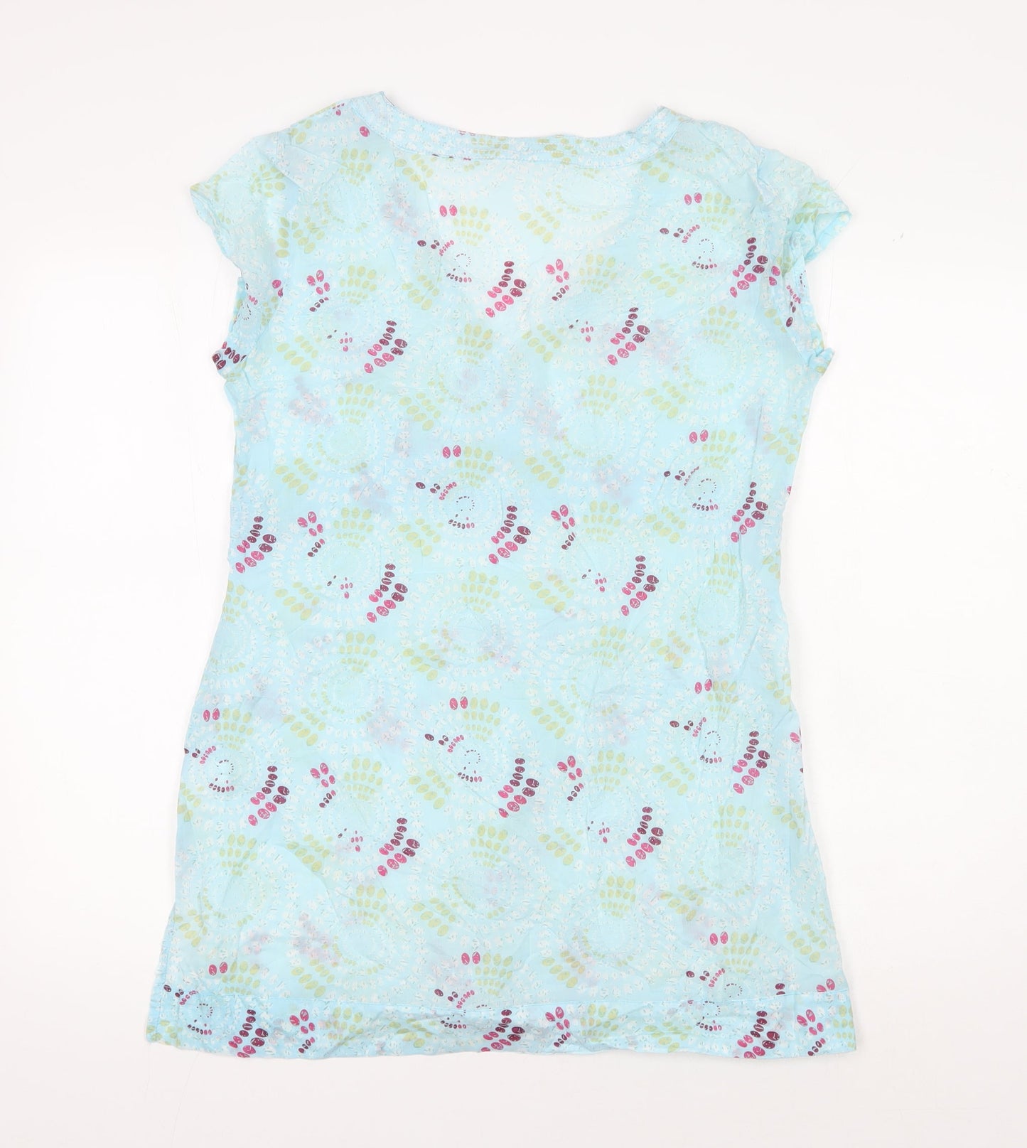 White Stuff Women's Blue Geometric T-Shirt Dress, Size 14
