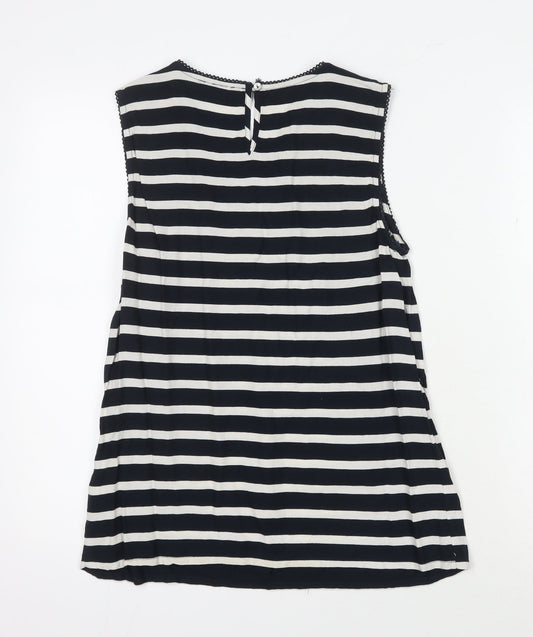Kew Women's Casual Black Striped Sleeveless Blouse Size 12