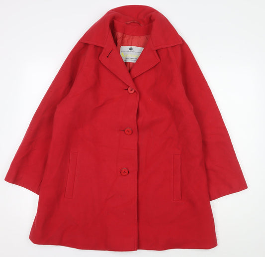 Aquascutum Women's Red Wool Overcoat, Size 12, Collared