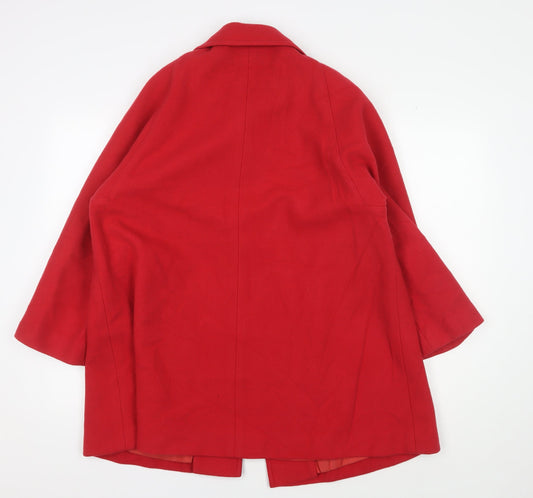 Aquascutum Women's Red Wool Overcoat, Size 12, Collared