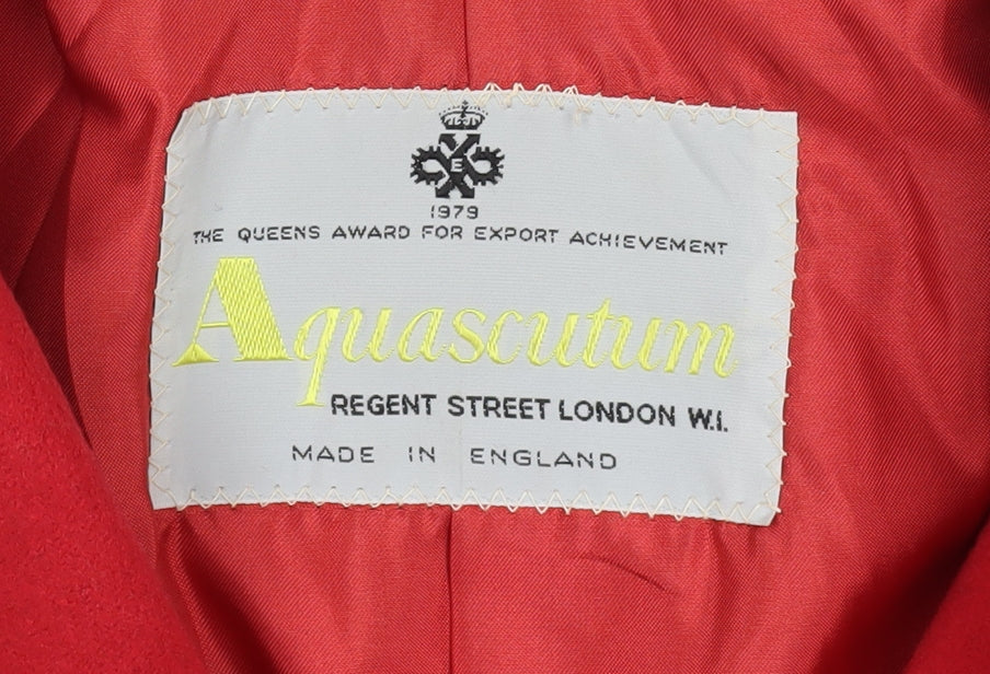 Aquascutum Women's Red Wool Overcoat, Size 12, Collared