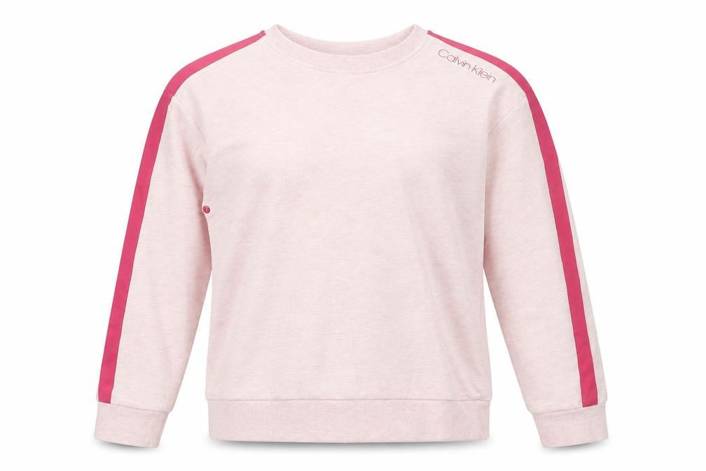 Front view of Calvin Klein girls’ pink pullover sweatshirt 10-11 years