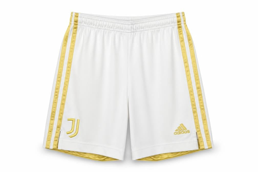 Front view of Adidas boys’ white athletic football shorts, size 11-12y