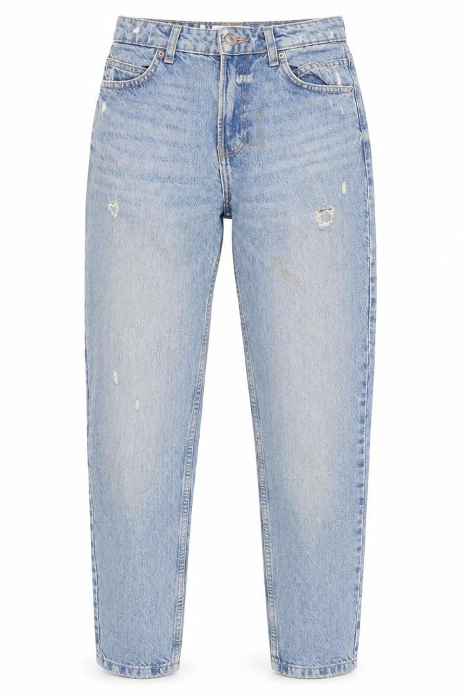 Bershka Women's Blue Mom Jeans Size 6 Distressed