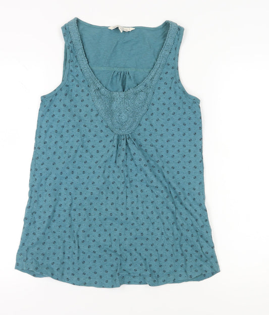 Fat Face Women's Blue Tank Top, Size 10, Crochet Detail
