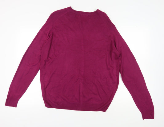 James Pringle Men's L Purple V-Neck Pullover Jumper