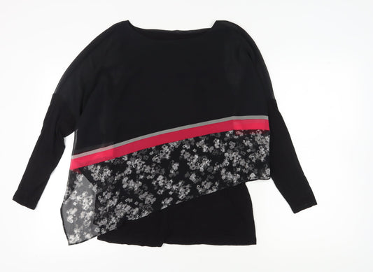 Mint Velvet Women's Black Floral Tunic Blouse Size 12