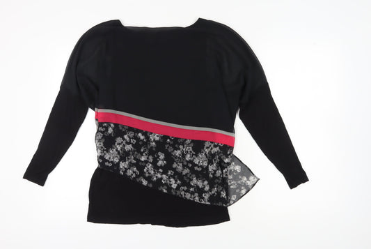 Mint Velvet Women's Black Floral Tunic Blouse Size 12