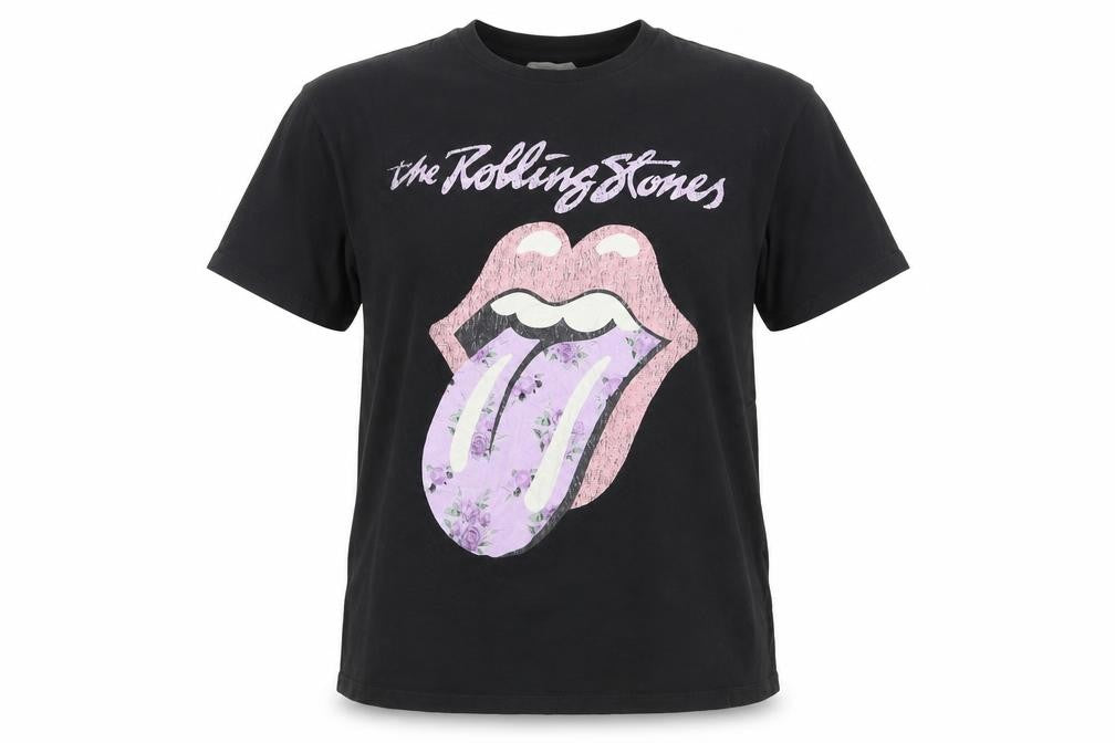 Front view of H&M girls’' black rolling stones t-shirt, size 11-12, years