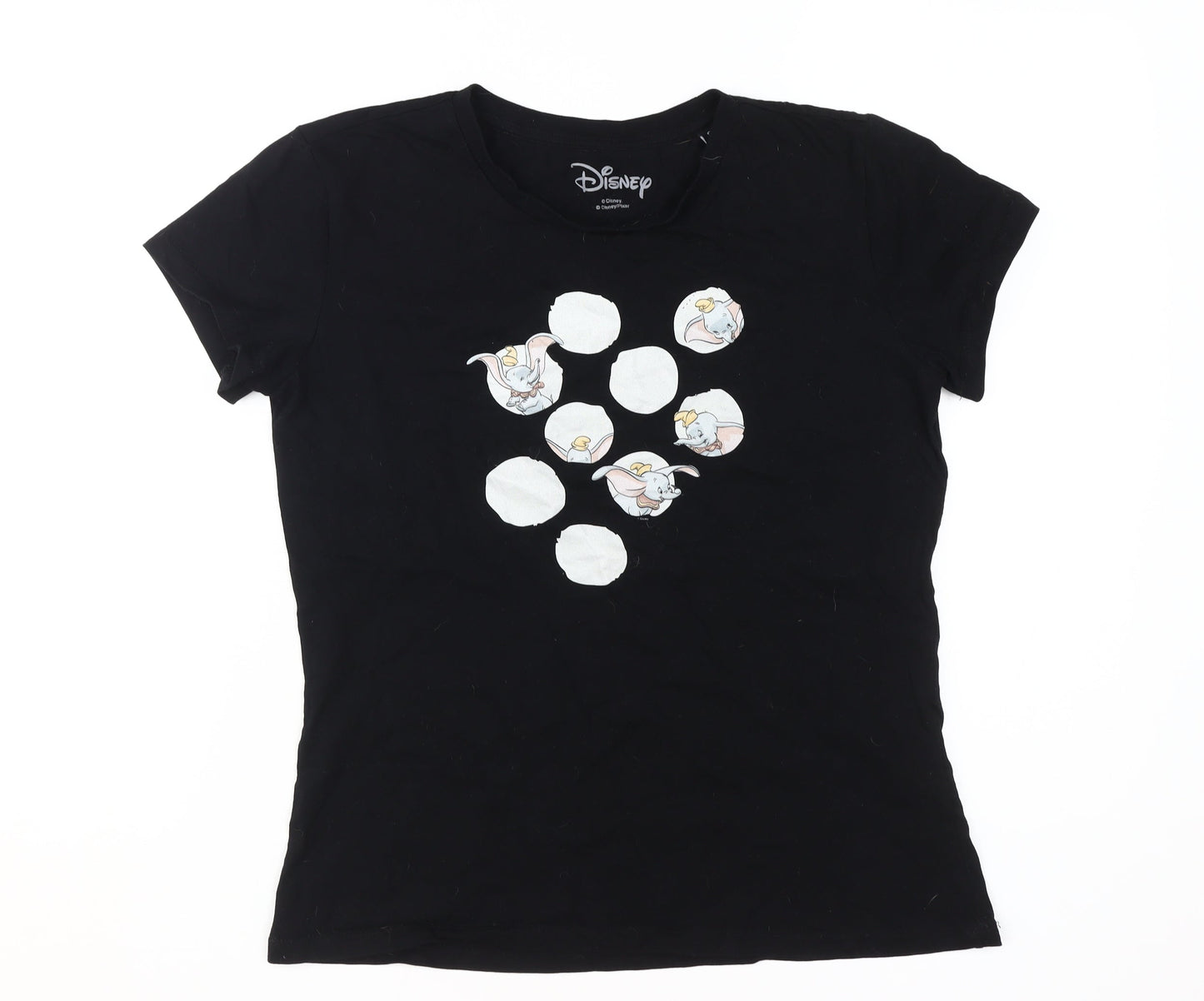 Disney Women's Black Cartoon T-Shirt - Small