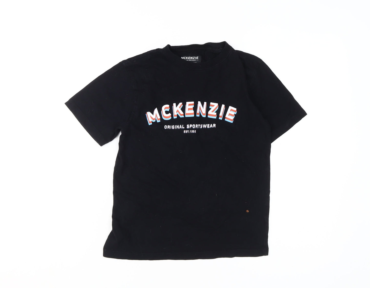 McKenzie Boys Black T-Shirt, Size M, Casual Graphic Logo
