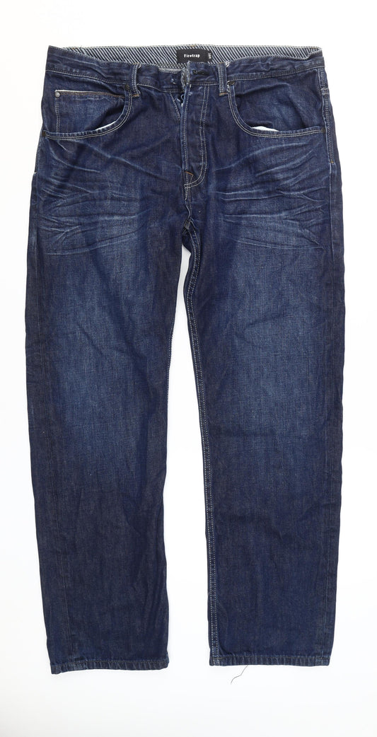 Firetrap Men's Blue Straight Jeans Size 38 Regular Fit