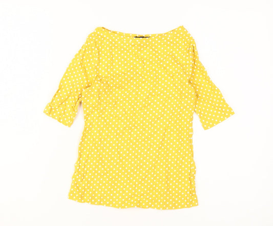Gap Girls Yellow Polka Dot T-Shirt, Size 10-11, Cotton, Spring