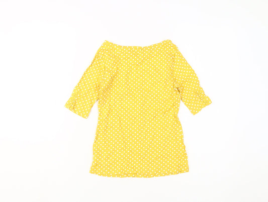 Gap Girls Yellow Polka Dot T-Shirt, Size 10-11, Cotton, Spring