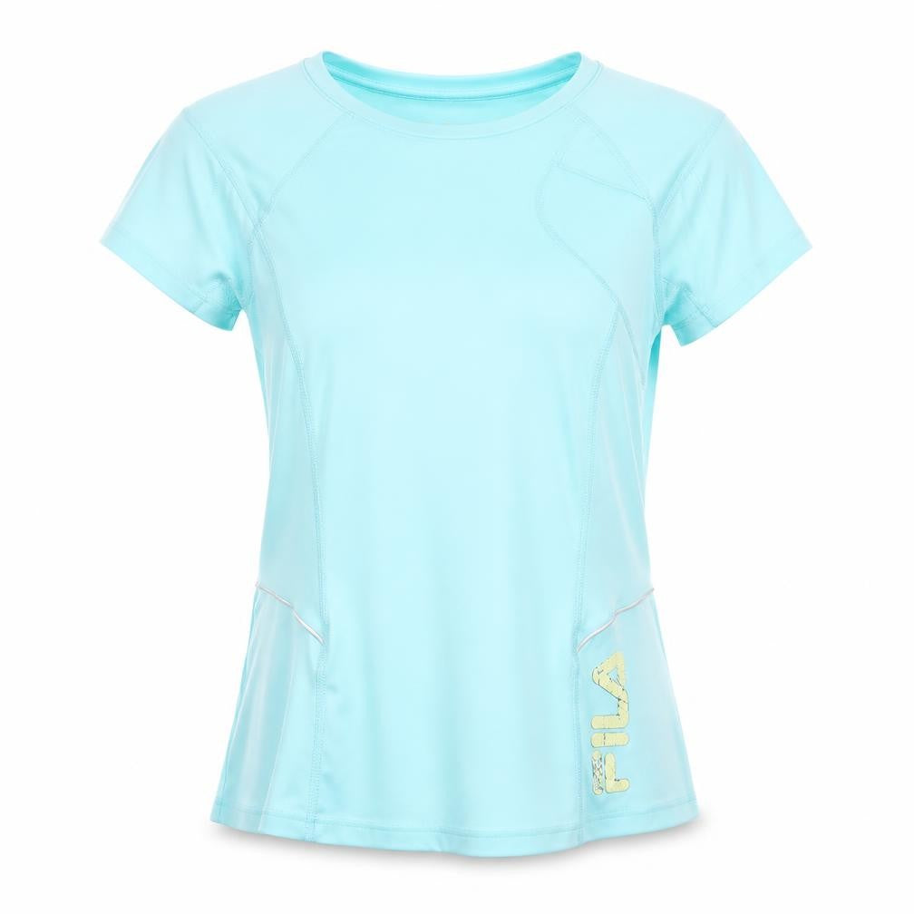 Front view of Fila Women's Blue Gym T-Shirt, size S, Breathable, Short Sleeve