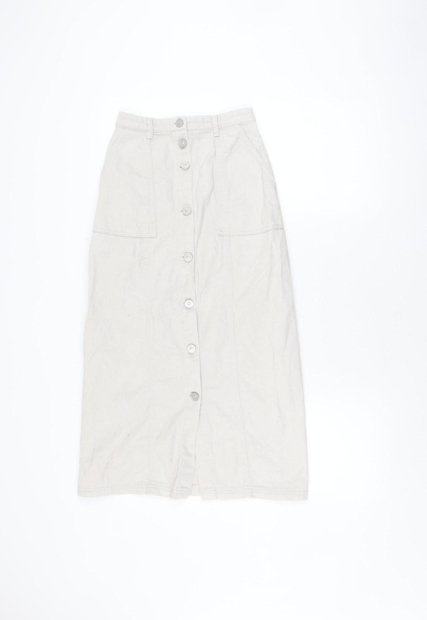 Kookai Women's Beige Button Cotton Skirt Size 6