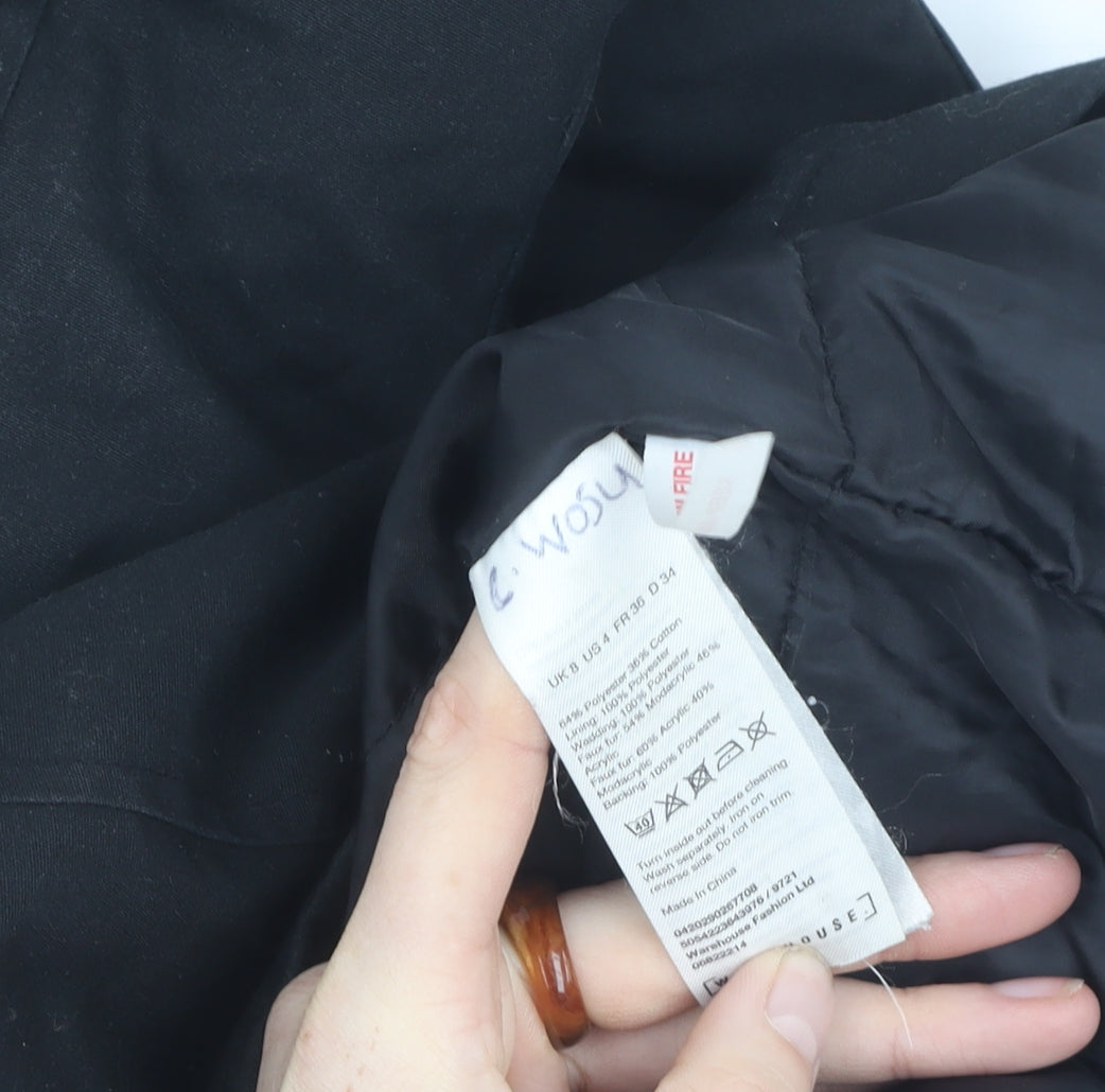 Warehouse Women’s Black Winter Coat Size 8