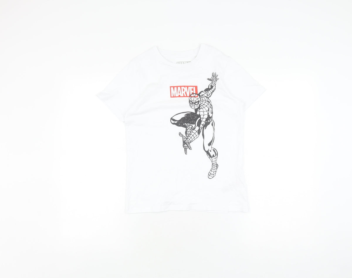 Front view of Trevo boys’ marvel spider-man white t-shirt 9-10 years