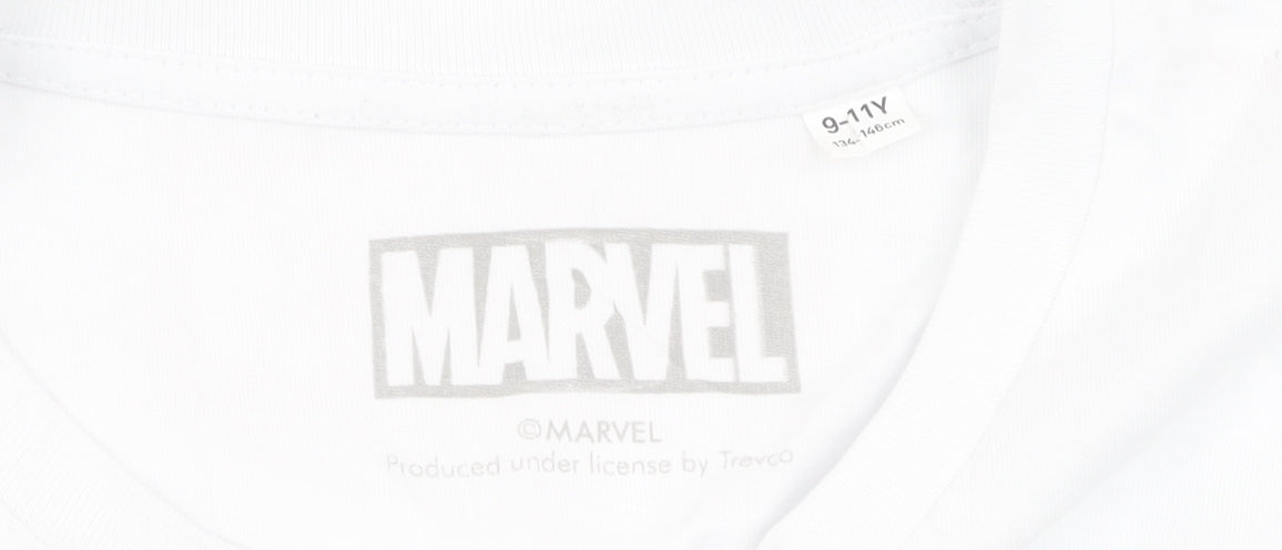 Close-up detail of Trevo boys’ marvel spider-man white t-shirt 9-10 years