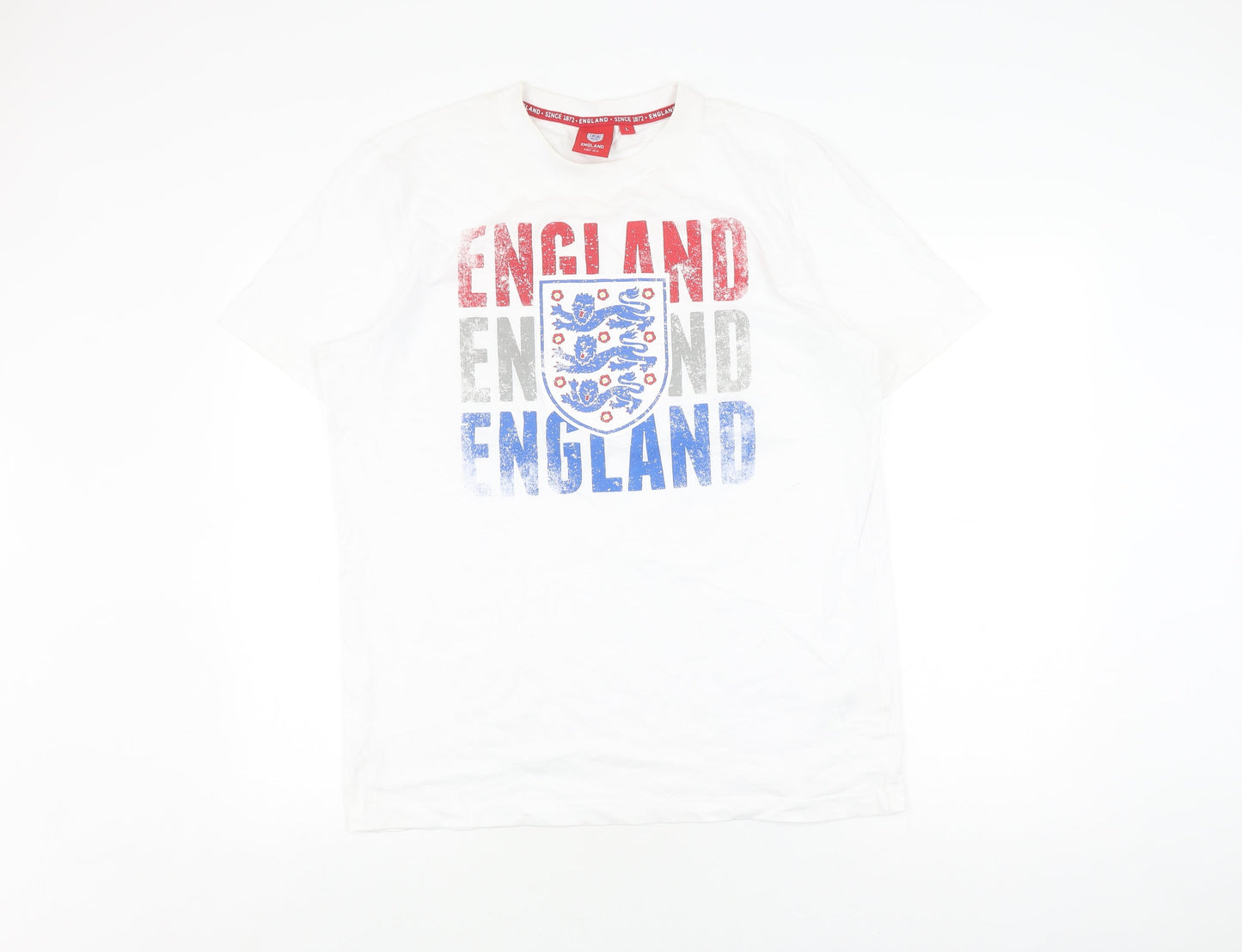 England Men's White L T-Shirt with Logo