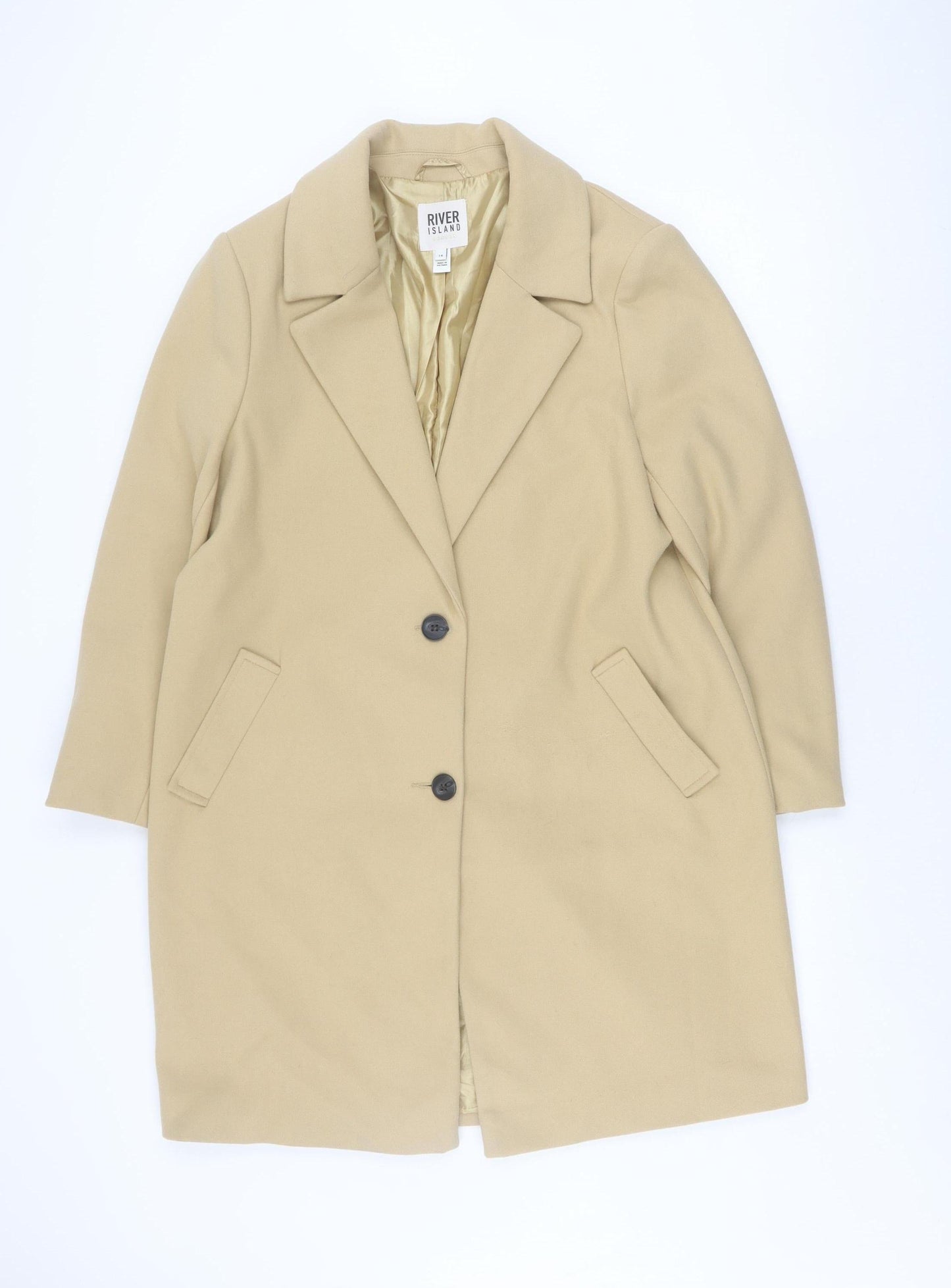River Island Women's Beige Overcoat Size 14
