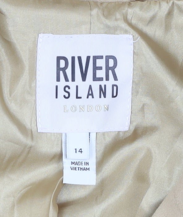 River Island Women's Beige Overcoat Size 14