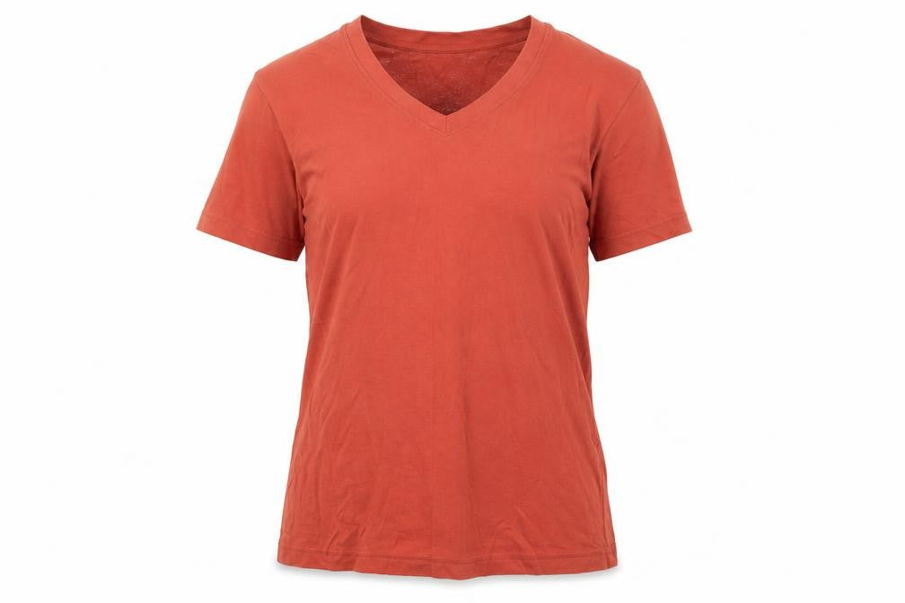 Cotton Womens Traders Red V-Neck T-Shirt - S