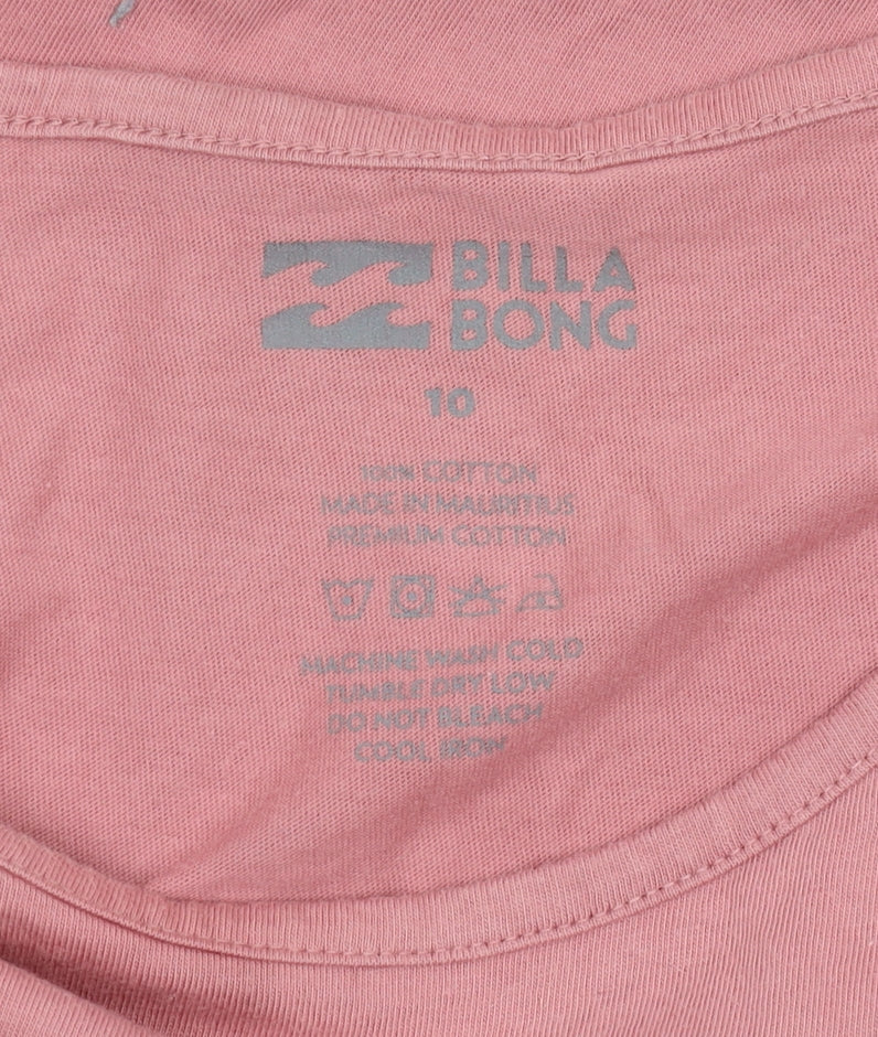 Billabong Women's Pink T-Shirt, Size 10, Casual, Graphic