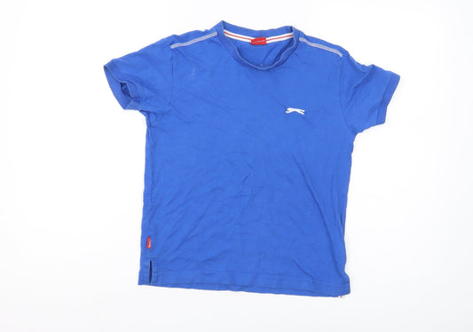Slazenger Boys Blue T-Shirt 7-8 Years Solid Cotton Casual