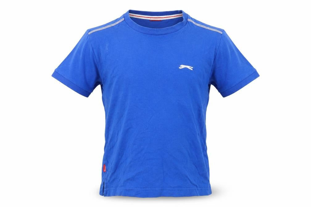 Slazenger Boys Blue T-Shirt 7-8 Years Solid Cotton Casual