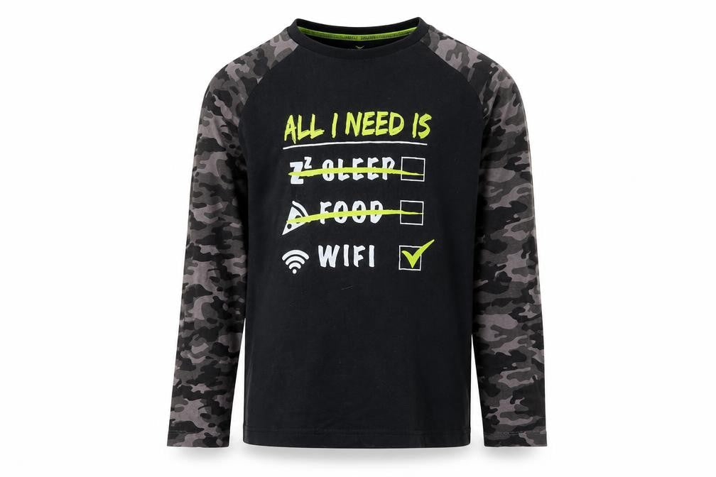 Threadboys Boys Black Camouflage Long Sleeve T-Shirt 9-10 Years