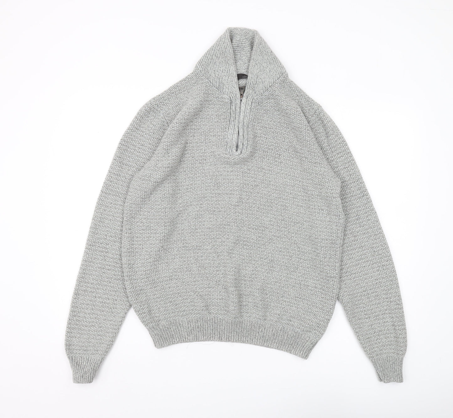 Marks and Spencer Men's Grey Medium 1/2 Zip Jumper