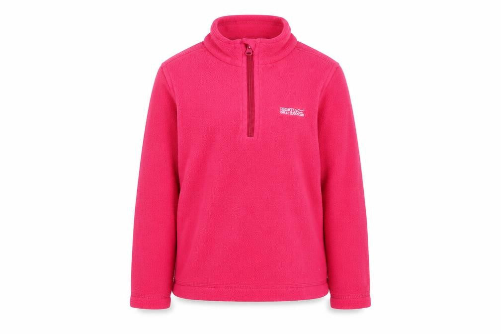 Front view of Regatta girls’ pink fleece sweatshirt 5-6 years outdoor