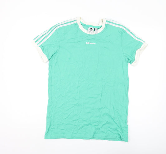 Adidas Women's Green T-Shirt Size 8 with Crew Neck
