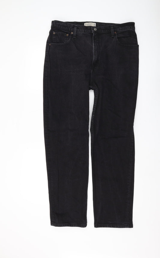 Abercrombie & Fitch Women's Black Straight-Leg Jeans Size 14