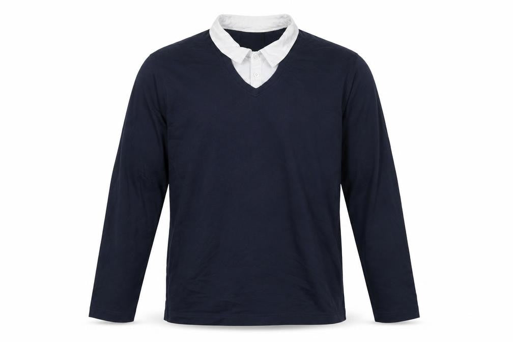 Peter Werth Men's Blue Long Sleeve Polo Shirt