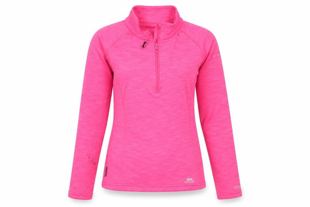 Womens UK XS Athletic Trespass Pink Henley Sweatshirt
